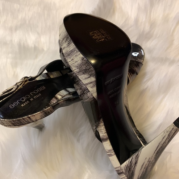 NEW🌟 SERGIO ROSSI PELLA VERNICE CORNO PATENT HEELED SANDALS - Picture 4 of 5